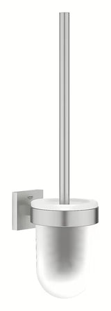 Ścienna SZCZOTKA do Wc Grohe Start Cube Accessories w wykończeniu supersteel ze szklanym pojemnikiem i ukrytym mocowaniem.
