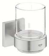 Szklanka z uchwytem Grohe Start Cube Accessories w wykończeniu supersteel z ukrytym mocowaniem