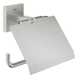 Uchwyt na papier Toaletowy Grohe Start Cube Accessories w wykończeniu supersteel z pokrywą z ukrytym mocowaniem.