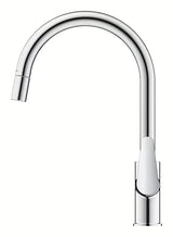 Chromowana bateria zlewozmywakowa Grohe Start Curve z wysoką obrotową wylewką i wyciąganą wylewką natryskową