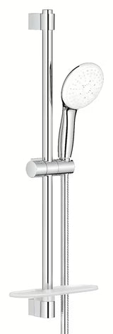 Zestaw prysznicowy Grohe Tempesta w chromie z drążkiem, metalowym wężem i półką GROHE EasyReach
