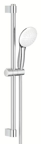 Chromowany zestaw prysznicowy Grohe Tempesta z prysznicem ręcznym, drążkiem prysznicowym i wężem