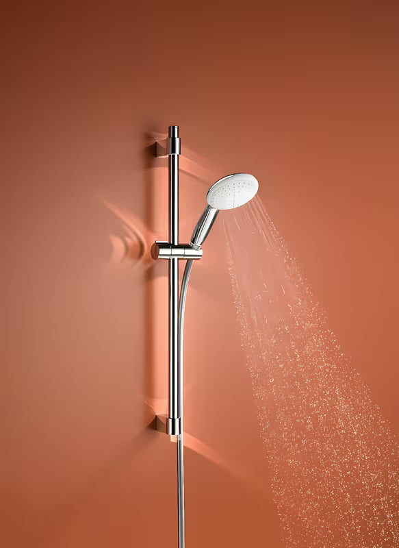 Chromowany zestaw prysznicowy Grohe Tempesta z prysznicem ręcznym, drążkiem i wężem
