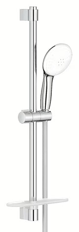 Chromowany zestaw prysznicowy Grohe Tempesta z prysznicem ręcznym, drążkiem prysznicowym, wężem i półką EasyReach