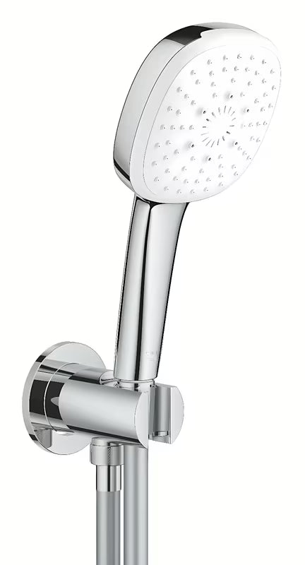 Grohe Tempesta Cube przyłącze kątowe w chromie z zestawem prysznicowym ze słuchawką prysznicową Tempesta Cube 110