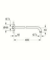 Ramię prysznicowe Grohe Tempesta new w wykończeniu chrome o rozstawie 400 mm