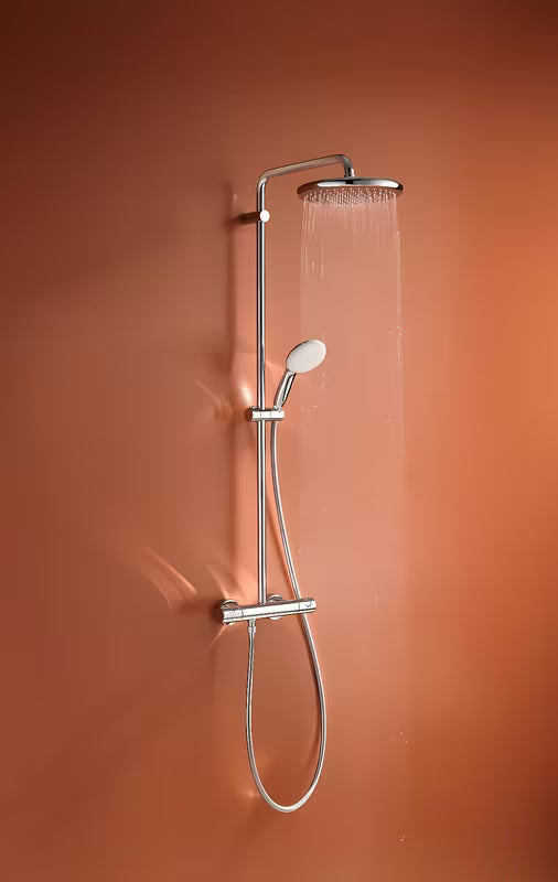 System prysznicowy Grohe Tempesta System z baterią termostatyczną w chromie z deszczownicą i słuchawką prysznicową