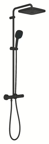 Matowo czarny system prysznicowy Grohe Tempesta System Cube z baterią termostatyczną, z deszczownicą i słuchawką prysznicową