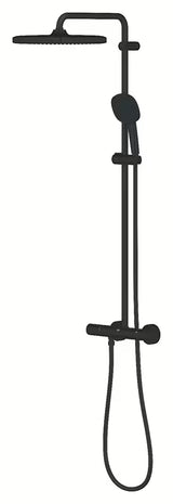 Matowo czarny system prysznicowy Grohe Tempesta System Cube z baterią termostatyczną, z deszczownicą i słuchawką prysznicową