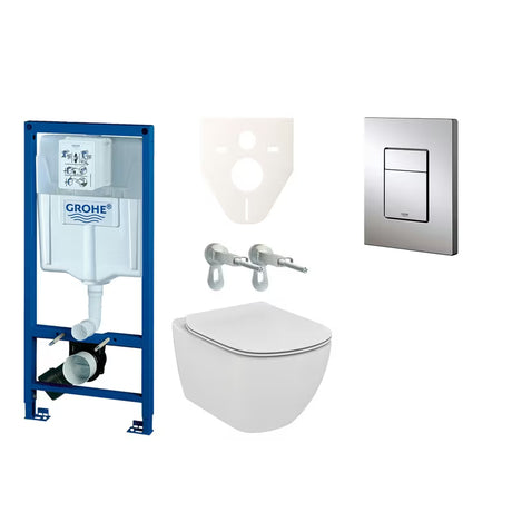 Zestaw WC podtynkowy Ideal Standard Tesi z modułem Grohe Rapid SL i przyciskiem w chromie