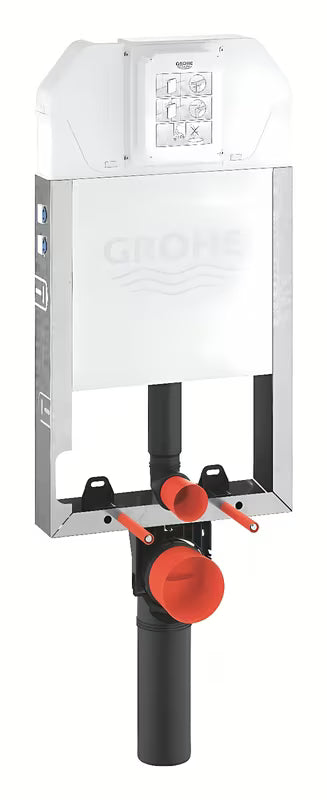 Stelaż podtynkowy Grohe Uniset Slim pro do zabudowy ze zbiornikiem spłukującym Slim 3–6 l i górnym doprowadzeniem wody.