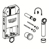 Stelaż podtynkowy Grohe Uniset Slim pro do zabudowy ze zbiornikiem spłukującym Slim 3–6 l i górnym doprowadzeniem wody.