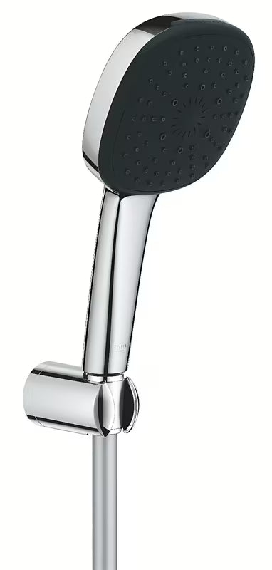 Chromowany zestaw wannowy Grohe Vitalio Comfort ze słuchawką prysznicową z 3 rodzajami strumienia, uchwytem i wężem 1750 mm.