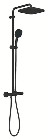 Matowo czarny system prysznicowy Grohe Vitalio Comfort 250 z baterią termostatyczną, z deszczownicą i słuchawką prysznicową
