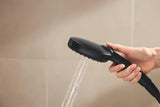 Matowo czarny system prysznicowy Grohe Vitalio Comfort 250 z baterią termostatyczną, z deszczownicą i słuchawką prysznicową