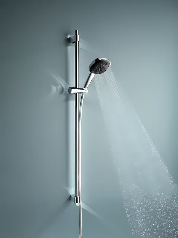 Chromowy zestaw prysznicowy Grohe Vitalio Comfort z słuchawką prysznicową, drążkiem prysznicowym i wężem