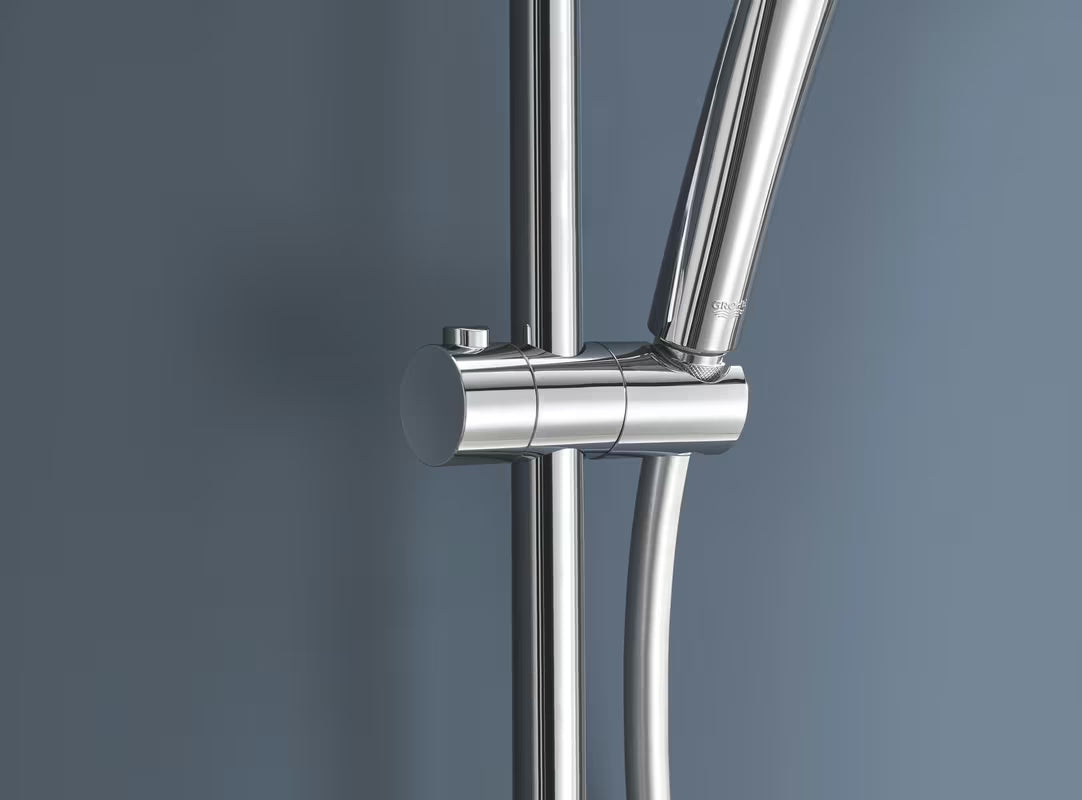System prysznicowy Grohe Vitalio Joy XXL 310 z termostatem w chromie, z deszczownicą i słuchawką prysznicową