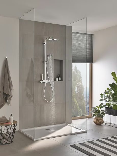 System prysznicowy Grohe Vitalio Joy XXL 310 z termostatem w chromie, z deszczownicą i słuchawką prysznicową