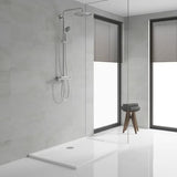 Chromowany system prysznicowy Grohe Vitalio Joy z baterią termostatyczną, z deszczownicą i słuchawką prysznicową