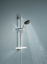 Chromowany zestaw prysznicowy Grohe Vitalio Start z słuchawką prysznicową, drążkiem, wężem i półką