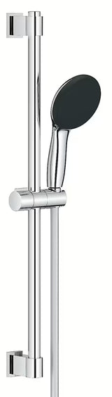 Chromowany zestaw prysznicowy Grohe Vitalio Start z drążkiem prysznicowym i wężem pro komfortowe prysznicowanie