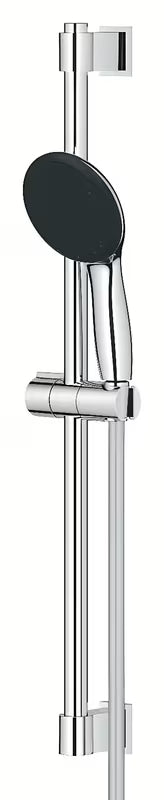 Chromowany zestaw prysznicowy Grohe Vitalio Start z drążkiem prysznicowym i wężem pro do komfortowego prysznica