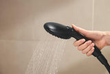 Matowo czarny system prysznicowy Grohe Vitalio Start 250 z baterią termostatyczną z deszczownicą i słuchawką prysznicową