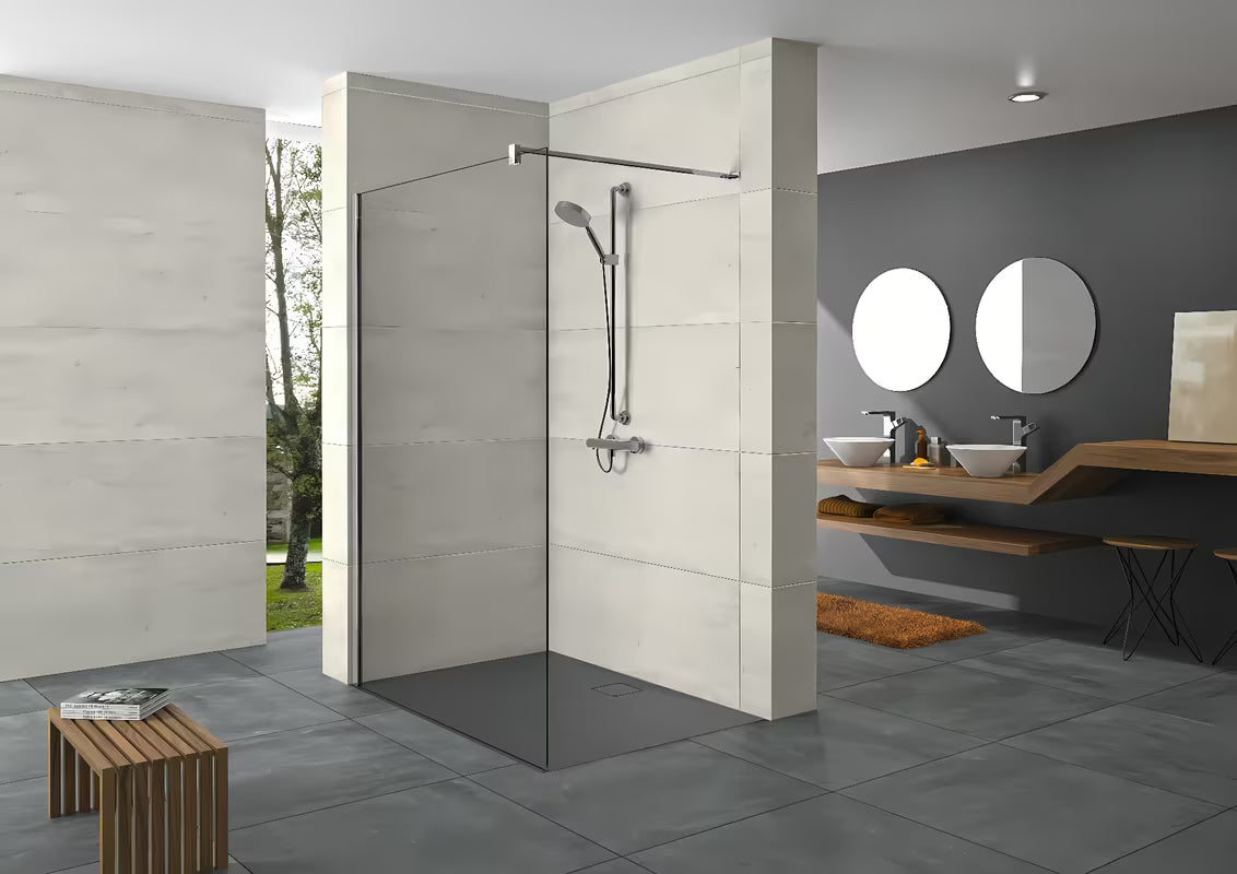 Ścianka prysznicowa Walk‑in- Hüppe Design pure 90 cm w wykończeniu chrom połysk z przezroczystym szkłem