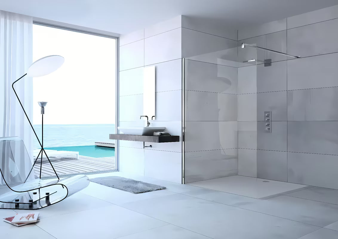 Ścianka prysznicowa Walk‑in- Hüppe Design pure 90 cm w wykończeniu chrom połysk z przezroczystym szkłem