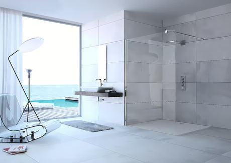 Ścianka prysznicowa Walk‑in- Hüppe Design pure 90 cm w wykończeniu chrom połysk z przezroczystym szkłem