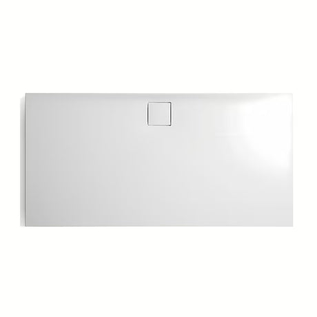 Biały matowy brodzik prysznicowy prostokątny Hüppe easyflat 180x90 cm z lanego marmuru, o niskim profilu