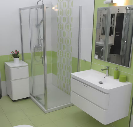 Ścianka boczna do drzwi prysznicowych Hüppe Next 80 cm w błyszczącym chromie, z przezroczystym szkłem