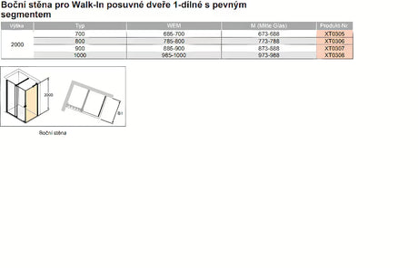 Ścianka boczna do drzwi prysznicowych Hüppe Xtensa pure 90 cm w wykończeniu chrom połysk, ze szkłem przezroczystym