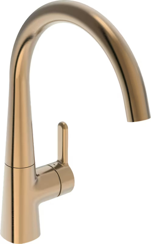 Hansa Designo bateria zlewozmywakowa w wykończeniu szczotkowany brąz, z obrotową wylewką i dźwignią.