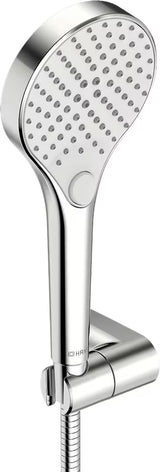 Chromowany zestaw wannowy Hansa Viva ze słuchawką prysznicową z trzema strumieniami i wężem prysznicowym 1250 mm.