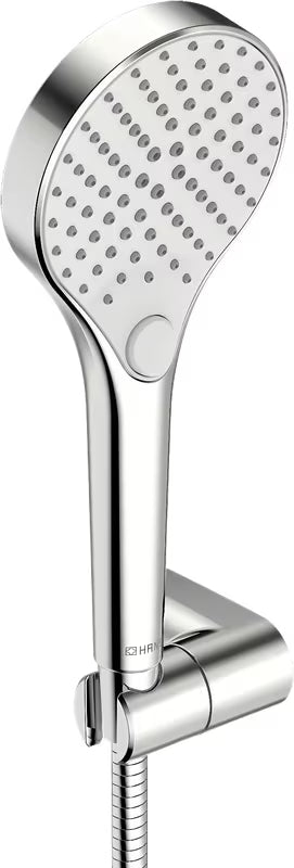 Chromowany zestaw wannowy Hansa Viva ze słuchawką prysznicową z trzema strumieniami i wężem prysznicowym 1250 mm.