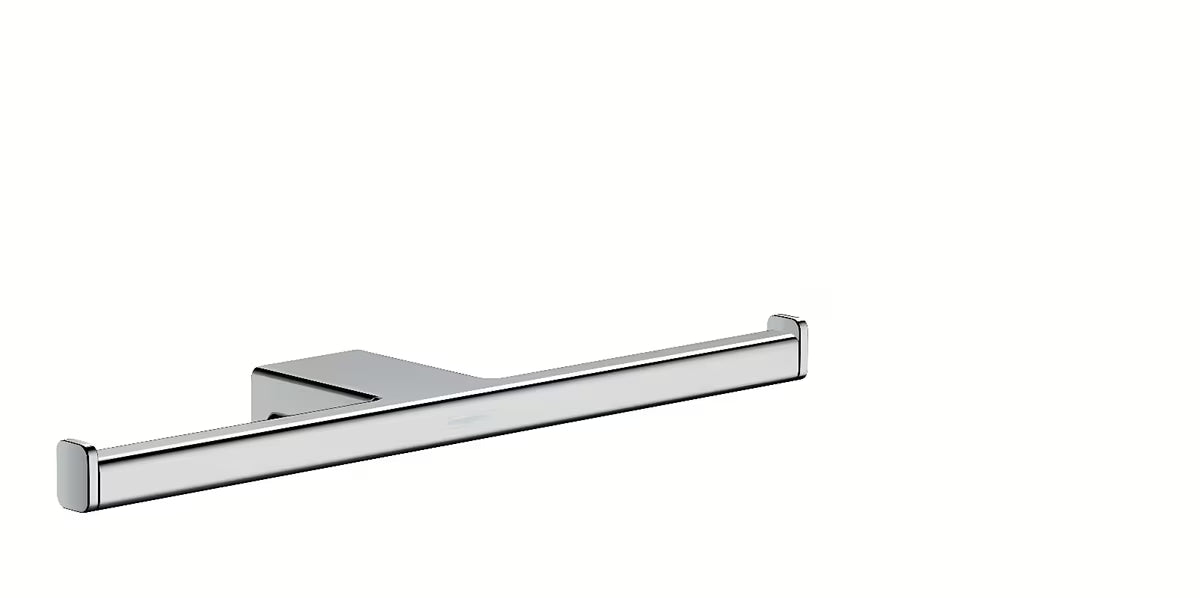 Podwójny uchwyt na papier toaletowy hansgrohe addstoris w chromie pro montaż ścienny.