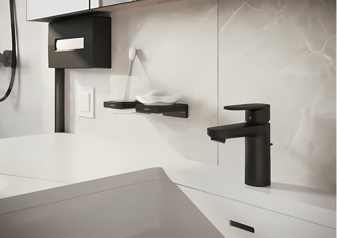 Hansgrohe addstoris pojemnik na woreczki higieniczne w matowej czerni pro do nowoczesnej łazienki.