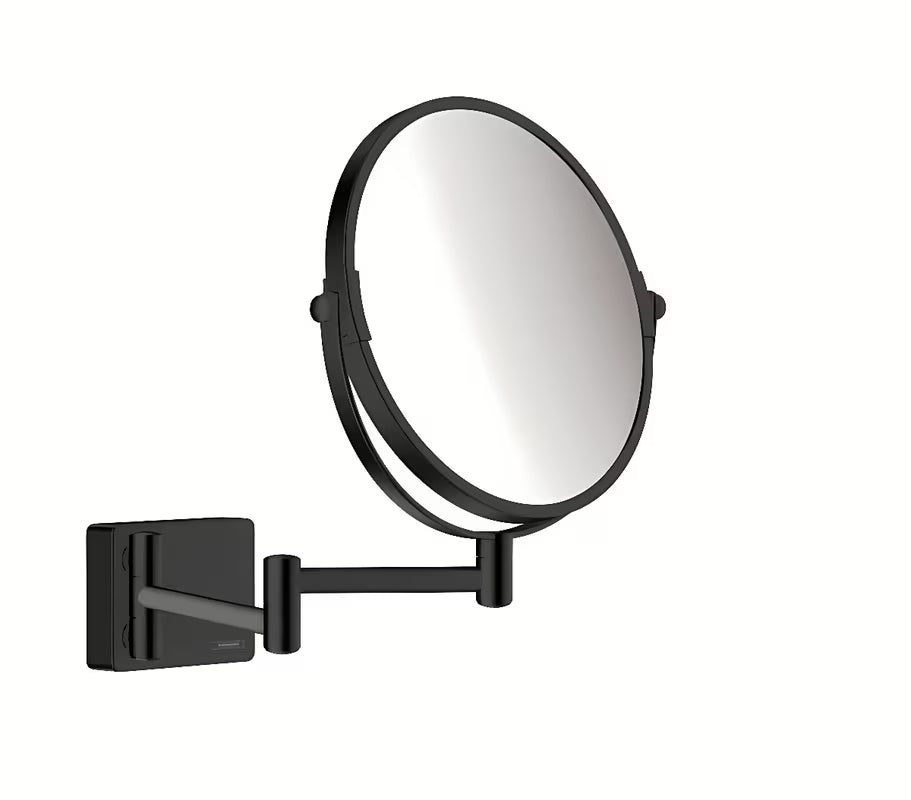 Składane lusterko kosmetyczne Hansgrohe addstoris w kolorze matowej czerni pro do golenia i makijażu