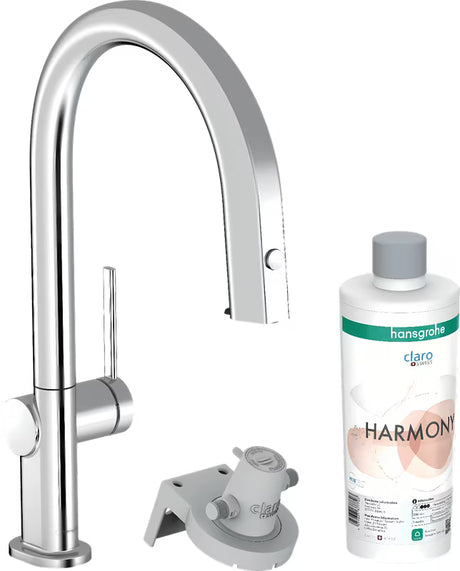 Chromowana bateria zlewozmywakowa hansgrohe Aqittura z filtrem i wyciąganą wylewką