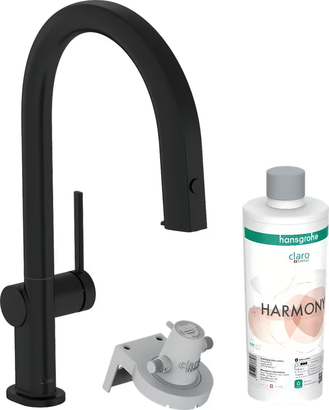 Hansgrohe Aqittura bateria zlewozmywakowa z filtrem w matowej czerni z wyciąganą wylewką