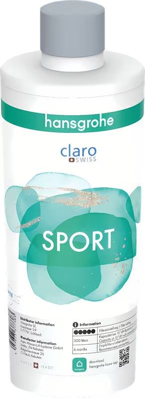 Mineralizująco-filtrujący wkład Sport pro hansgrohe SodaBase pro dla lepszego smaku i zapachu wody pitnej