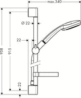 Hansgrohe Croma 100 zestaw prysznicowy w wykończeniu chrome ze słuchawką prysznicową, drążkiem, wężem, suwakiem i mydelniczką