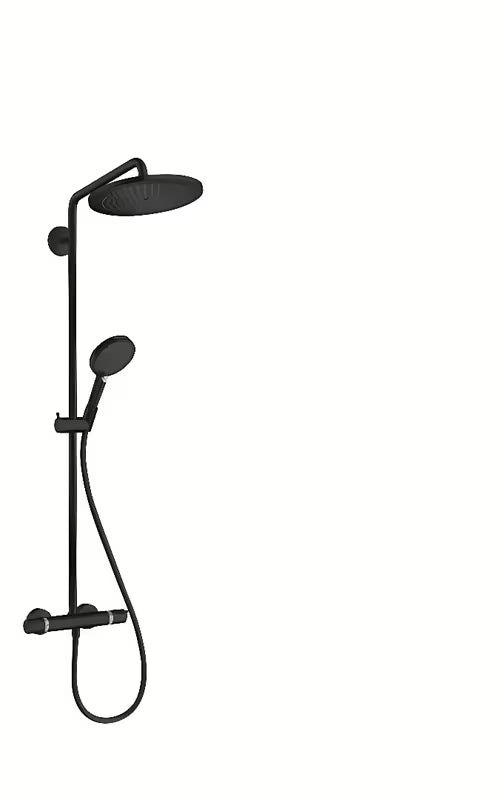 Hansgrohe Croma-Select system prysznicowy z baterią termostatyczną w matowej czerni z deszczownicą 280 mm