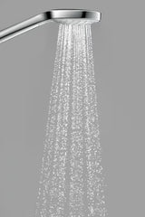 Słuchawka prysznicowa Hansgrohe Croma Select E w kolorze białym i chrom z przyciskiem Select z tarczą prysznicową 110 mm