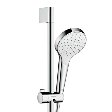 Hansgrohe Croma Select S zestaw prysznicowy w kolorze białym i chromie z słuchawką prysznicową 1jet i drążkiem prysznicowym Unica