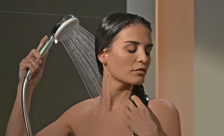 Słuchawka prysznicowa Hansgrohe Croma Select S w kolorze białym i chrom z strumieniem Rain i średnicą 110 mm.