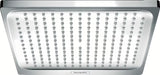 Deszczownica  Hansgrohe Crometta E 240 w chromie ze strumieniem Rain i kwadratową głowicą 240 × 240 mm.