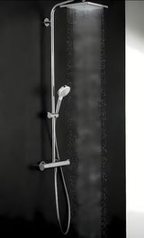 Hansgrohe Crometta E system prysznicowy z baterią termostatyczną w chromie z deszczownicą i słuchawką prysznicową