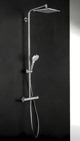 Hansgrohe Crometta E system prysznicowy z baterią termostatyczną w chromie z deszczownicą i słuchawką prysznicową